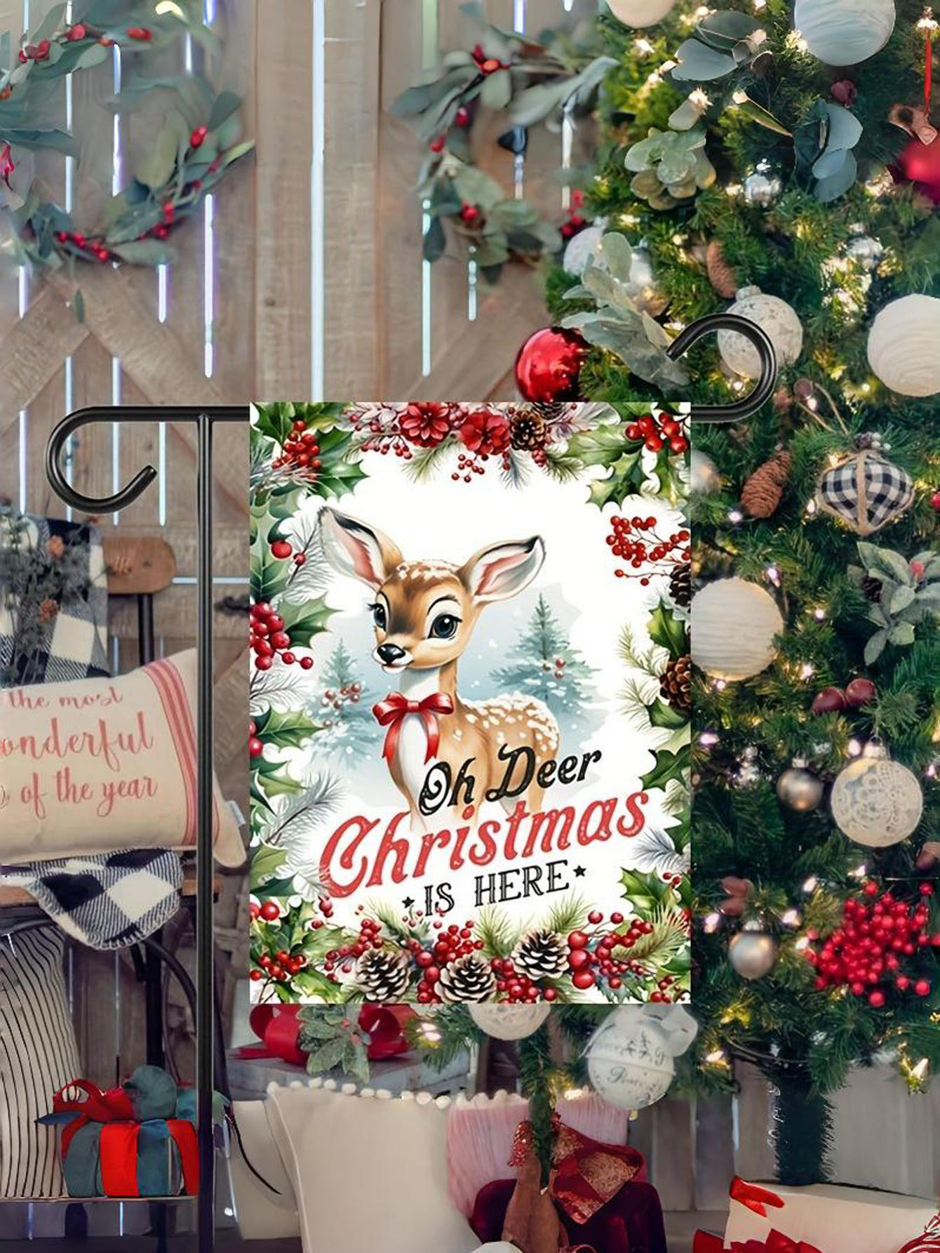 Custom Christmas Deer Garden Flag